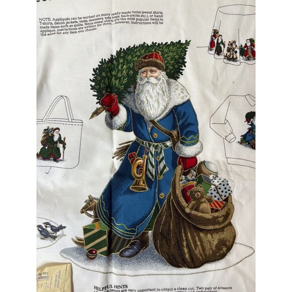 Vintage Olde Father Christmas Fabric Panel Appliques VIP Joan Messmore 4 Santas - Picture 7 of 7
